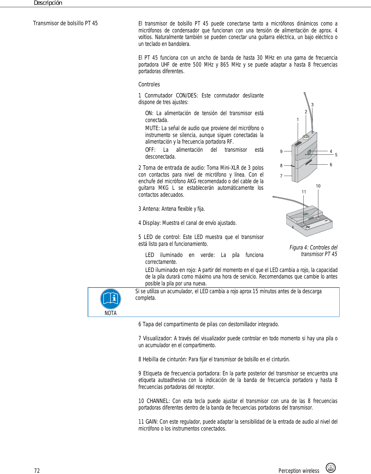 Page 72 of AKG Acoustics HT45U handheld wireless microphone transmitter User Manual 