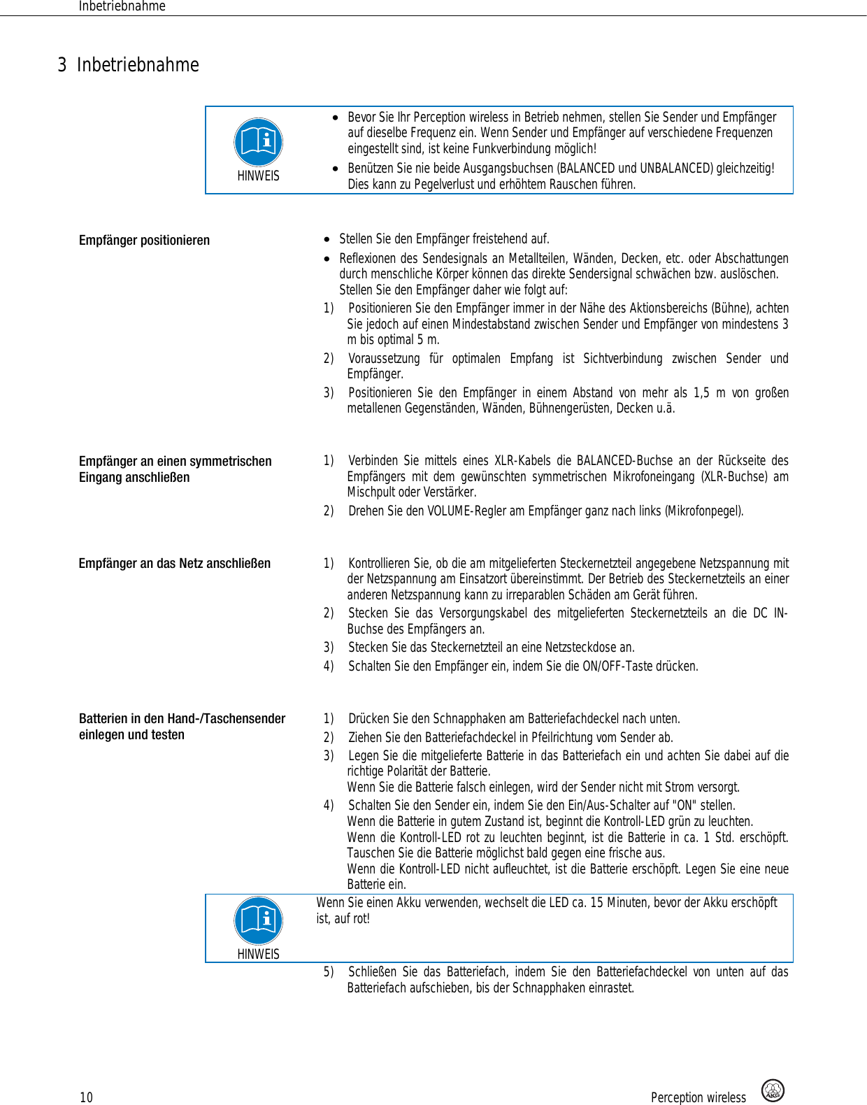 Page 10 of AKG Acoustics PT45 pocket transmitter for wireless microphones User Manual 