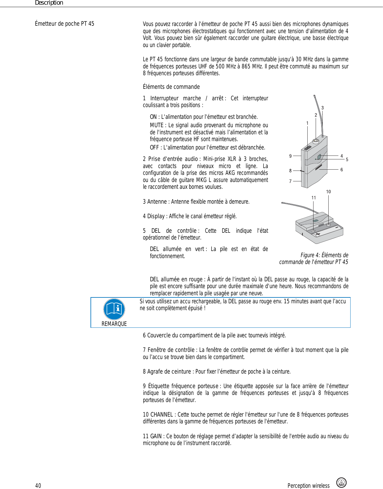 Page 40 of AKG Acoustics PT45 pocket transmitter for wireless microphones User Manual 