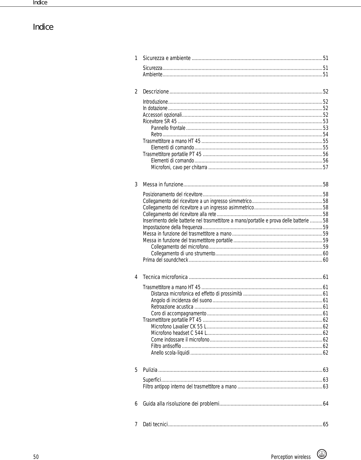 Page 50 of AKG Acoustics PT45 pocket transmitter for wireless microphones User Manual 