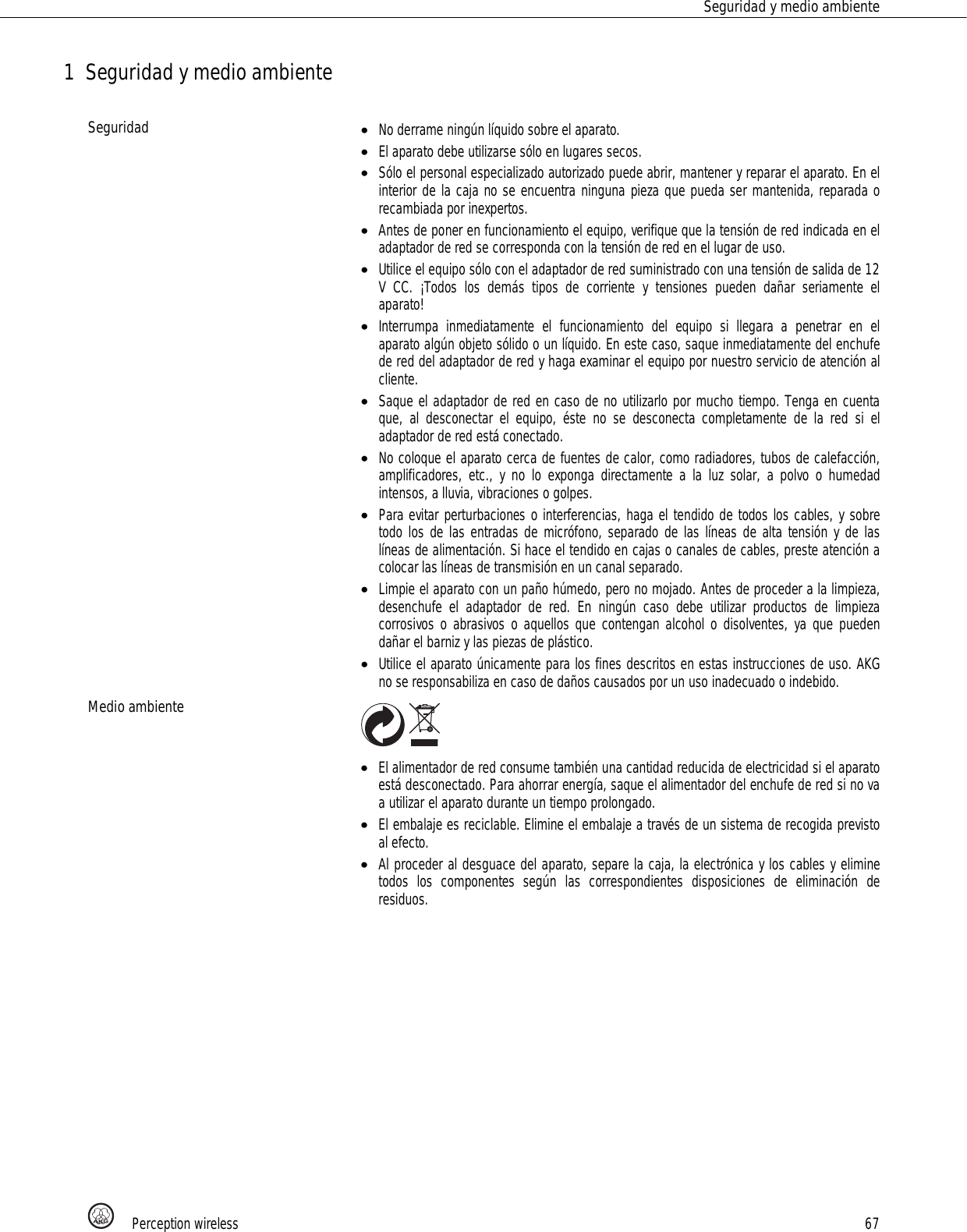 Page 67 of AKG Acoustics PT45 pocket transmitter for wireless microphones User Manual 