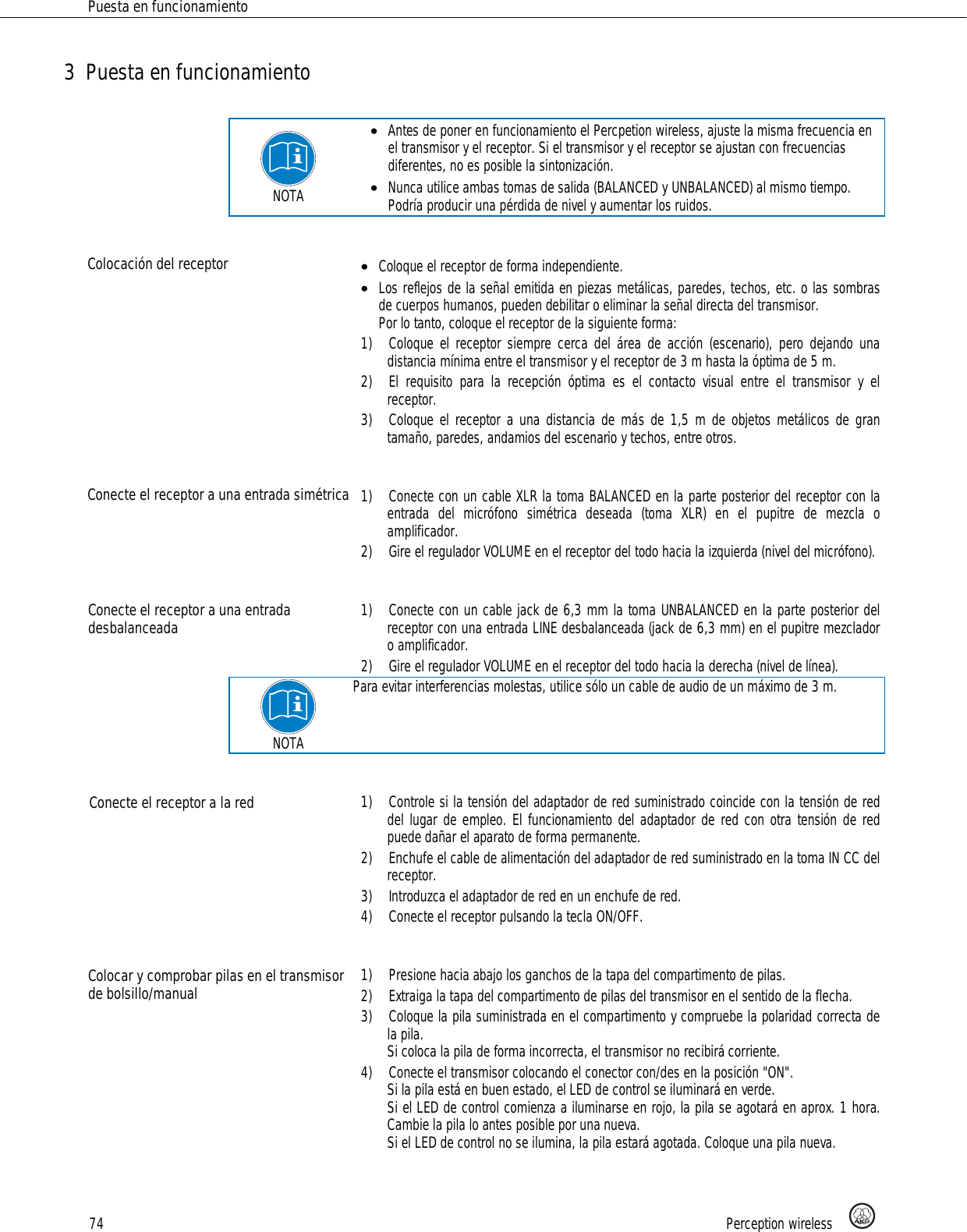 Page 74 of AKG Acoustics PT45 pocket transmitter for wireless microphones User Manual 