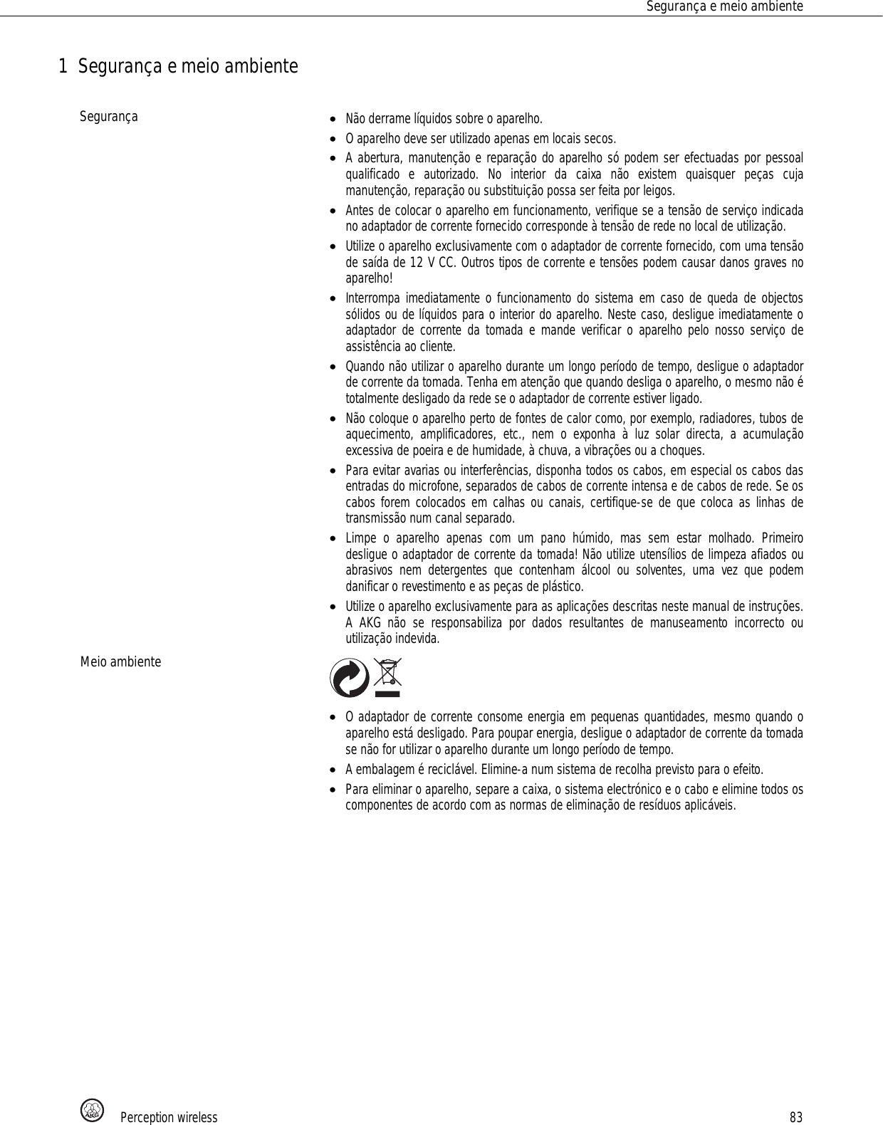 Page 83 of AKG Acoustics PT45 pocket transmitter for wireless microphones User Manual 