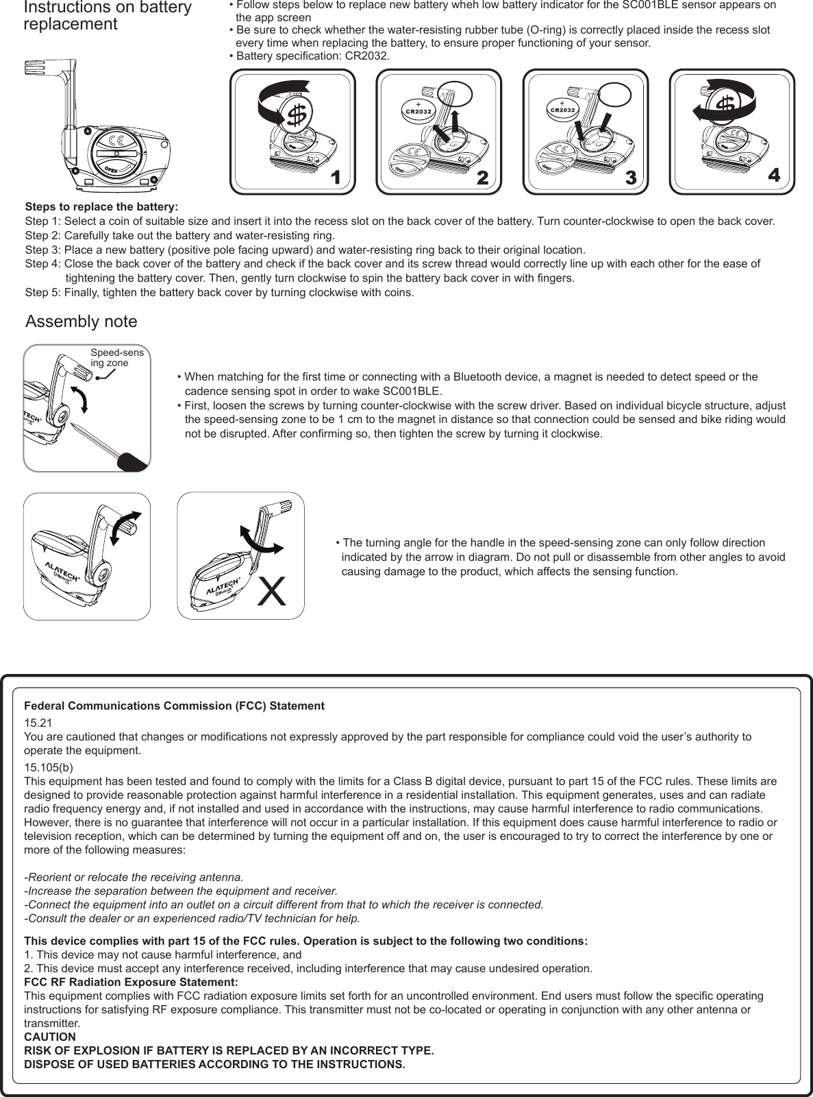 ALATECH Technology SC001BLE BLE Cycling Sensor User Manual SC001