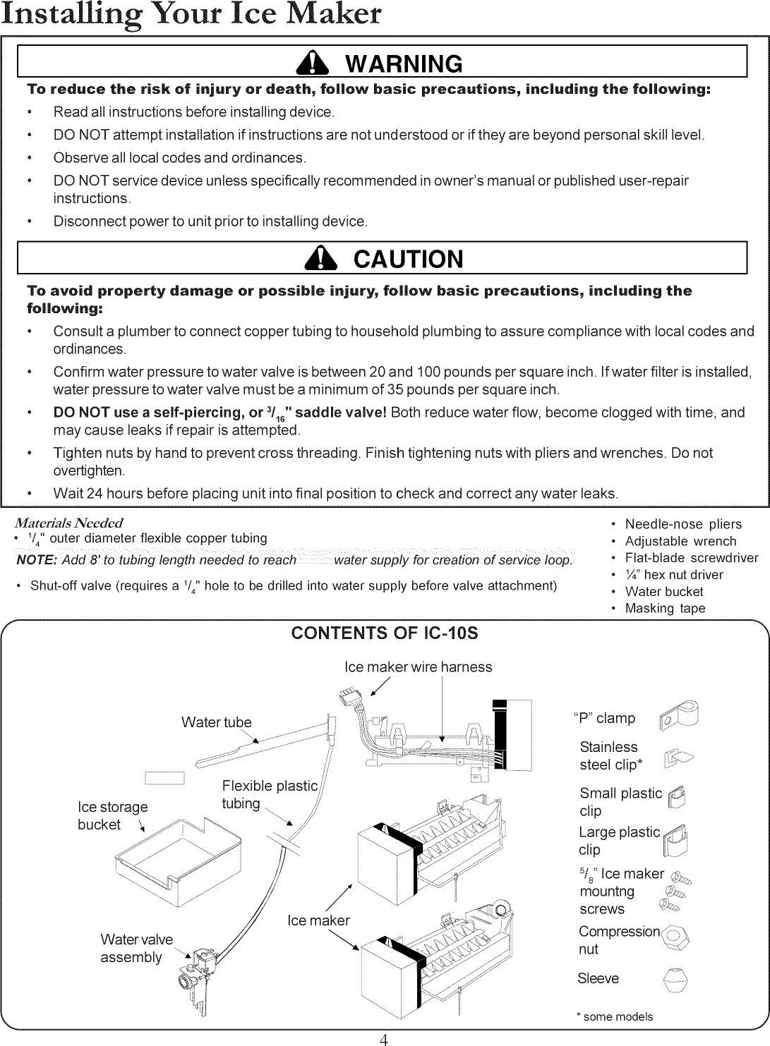 Page 4 of 10 - AMANA  Ice Maker Kits Manual L1003084