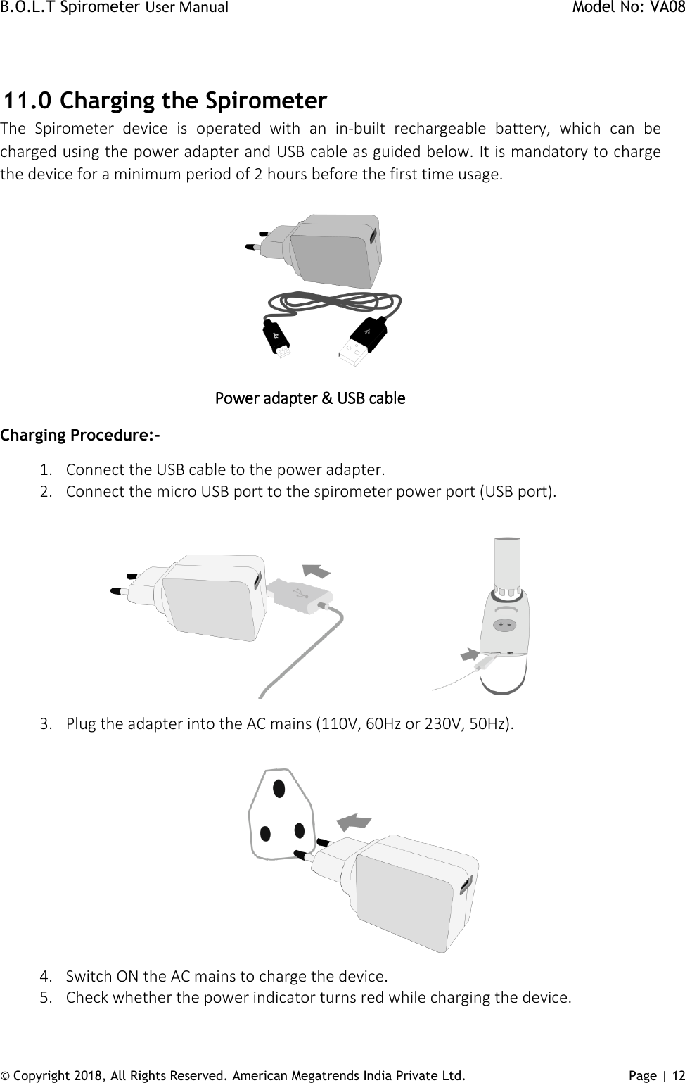 Page 12 of AMERICAN MEGATRENDS INDIA PRIVATE AMI-SPIRO-02 B.O.L.T Spirometer User Manual AMI BOLT