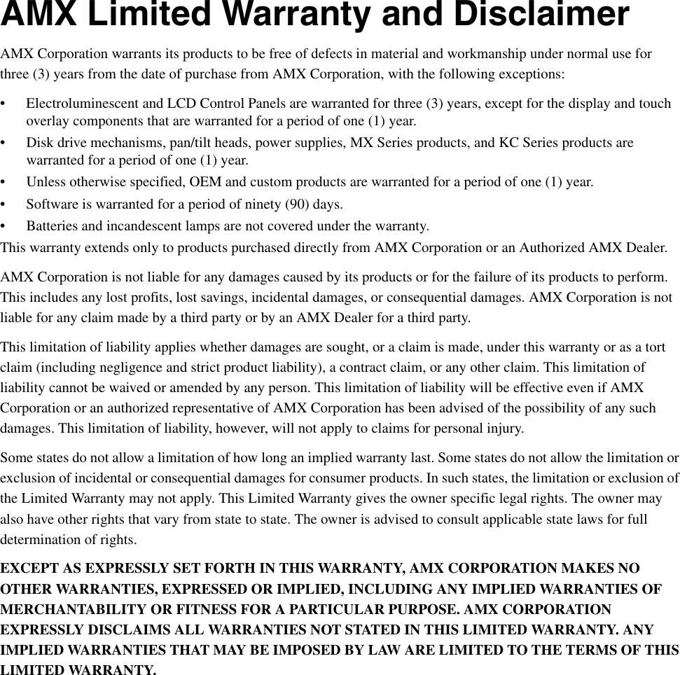 Page 2 of 8 - AMX AXC-INP8 0312459 User Manual  To The 21a31c22-01d4-e024-2596-9c7071cdc1e0
