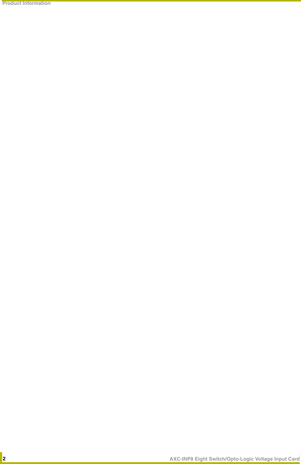 Page 6 of 8 - AMX AXC-INP8 0312459 User Manual  To The 21a31c22-01d4-e024-2596-9c7071cdc1e0