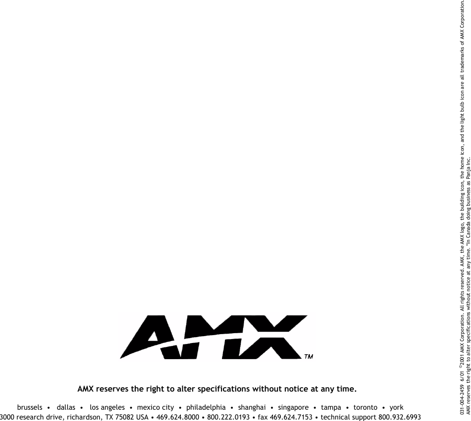 Page 8 of 8 - AMX AXC-INP8 0312459 User Manual  To The 21a31c22-01d4-e024-2596-9c7071cdc1e0