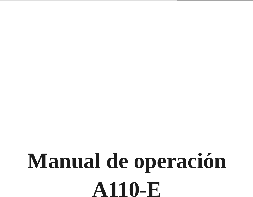        Manual de operación   A110-E            