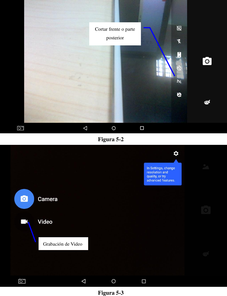  Figura 5-2  Figura 5-3  Grabación de Video    Cortar frente o parte posterior 