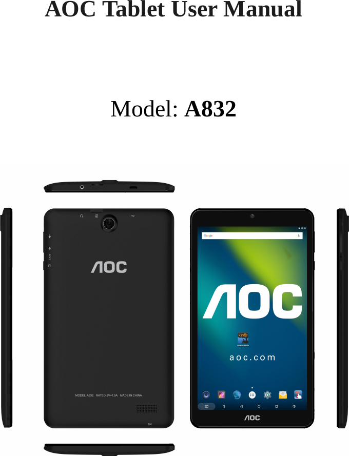 AOC Tablet User Manual Model: A832 