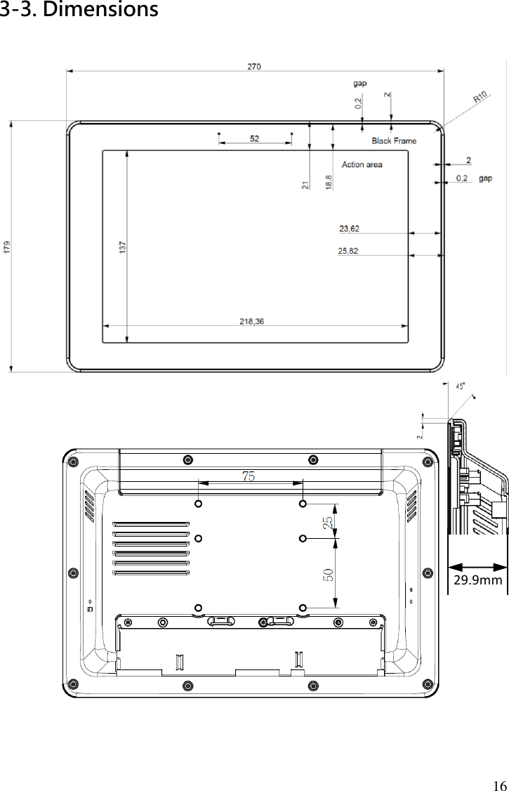 16 3-3. Dimensions       29.9mm 