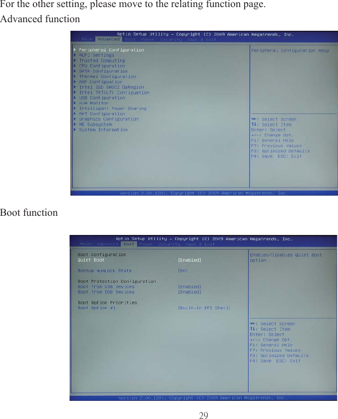 29For the other setting, please move to the relating function page.Advanced functionBoot function