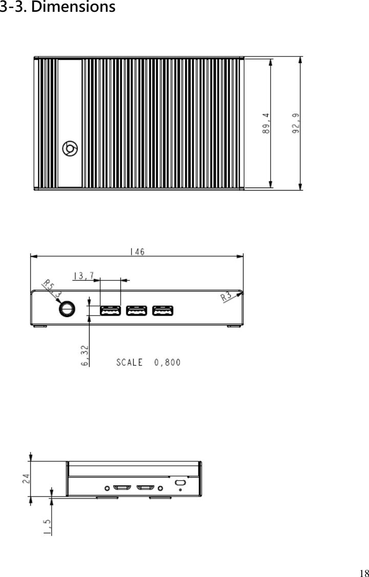 18 3-3. Dimensions      