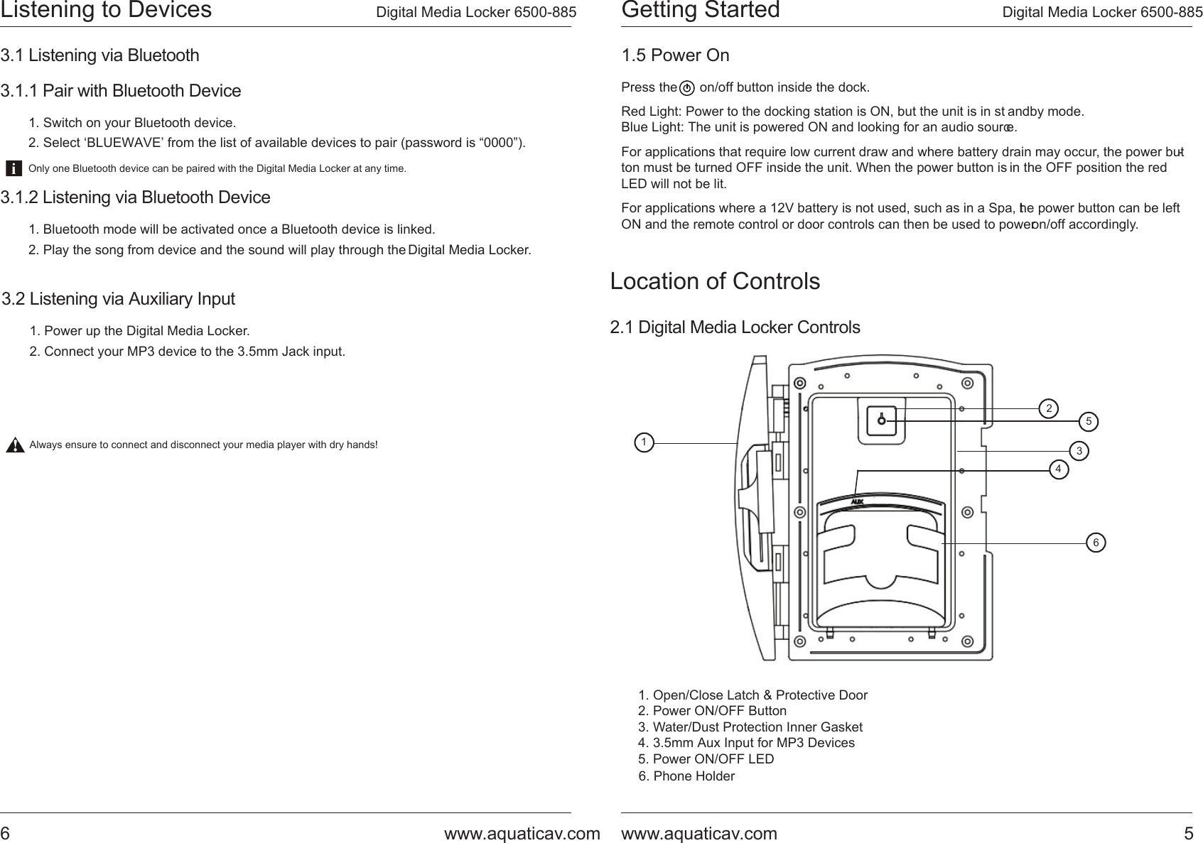 Page 5 of AQUATIC AV 6500-885 Stereo System User Manual 885 P1