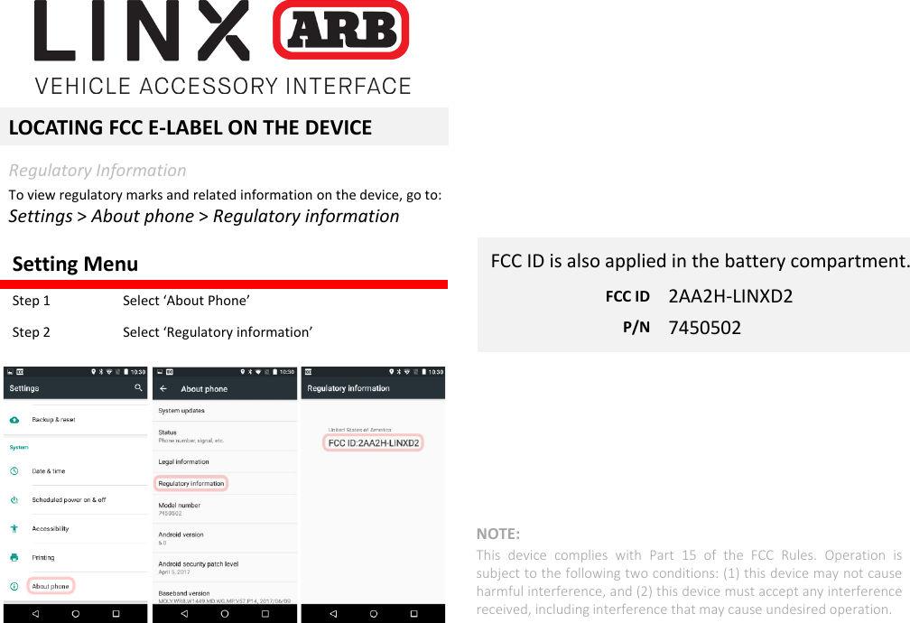 Page 2 of ARB LINXD2 ARB LINX User Manual 