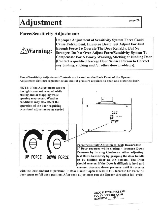 Arco Electronics Gdo Ar168 Garage Door Opener User Manual