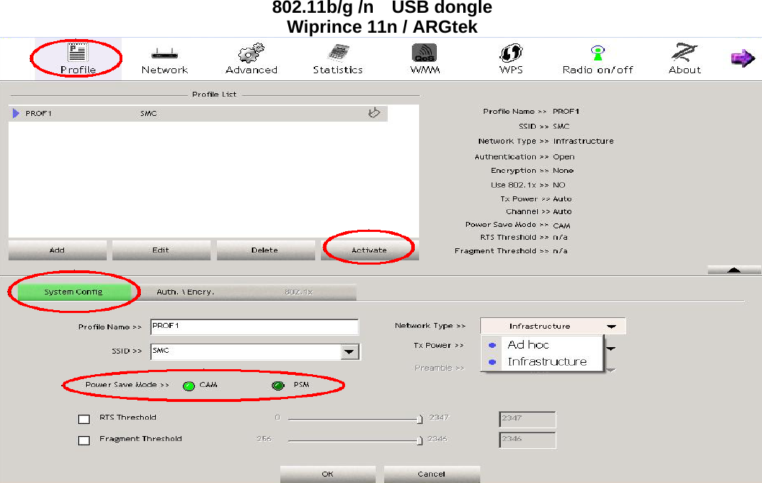 802.11b/g /n    USB dongle Wiprince 11n / ARGtek   