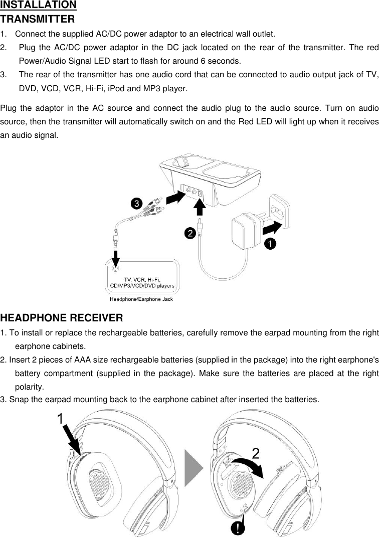 Page 4 of ARKON ELECTRONICS DHP381A-001T 2.4GHz Digital Headphone User Manual DHP380