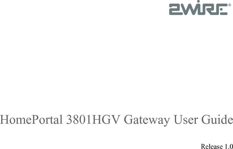 HomePortal 3801HGV Gateway User GuideRelease 1.0