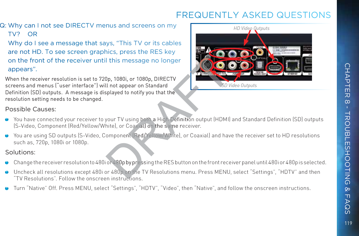 120DIRECTV® HD DVR RECEIVER USER GUIDEDRAFT