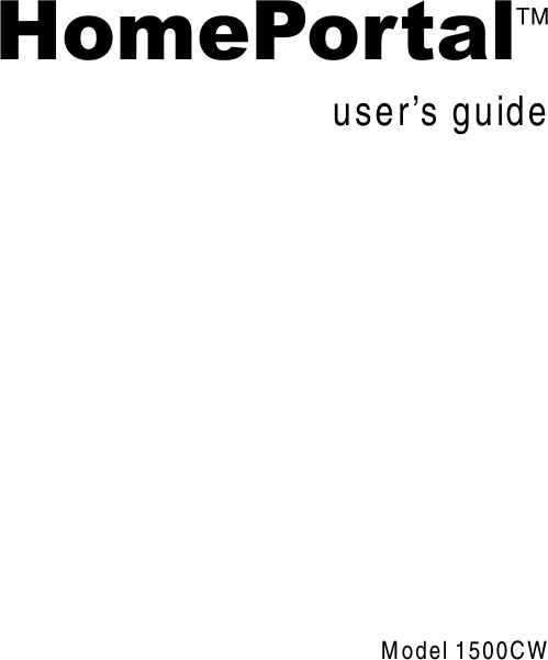 HomePortaluser’s guideModel 1500CW