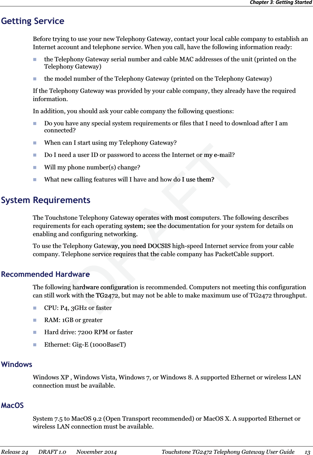 ARRIS TG2472 Touchstone Wireless Telephony Gateway User Manual TG2472G 