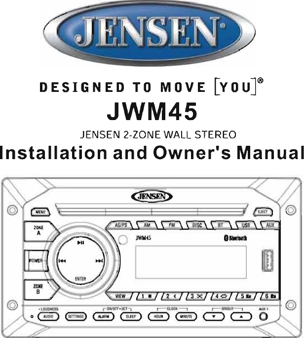 Page 1 of ASA Electronics JWM45 JENSEN 2-ZONE WALL STEREO User Manual 00