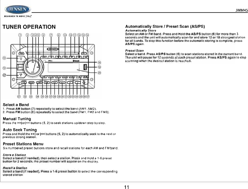 Page 11 of ASA Electronics JWM45 JENSEN 2-ZONE WALL STEREO User Manual 00