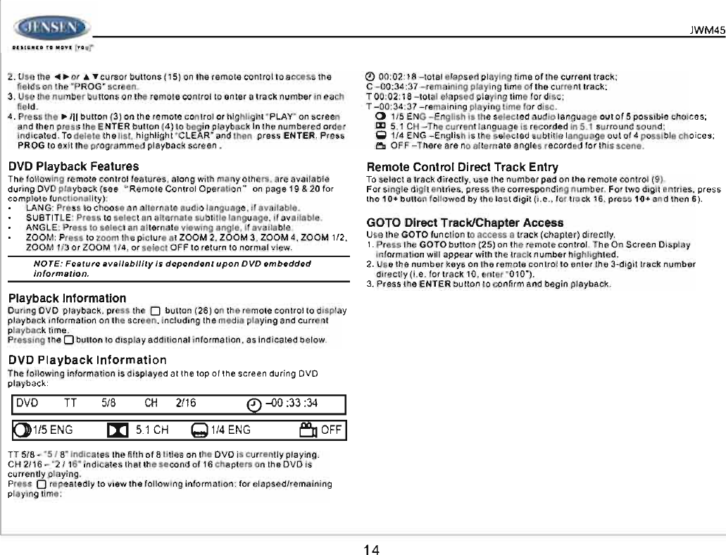 Page 14 of ASA Electronics JWM45 JENSEN 2-ZONE WALL STEREO User Manual 00