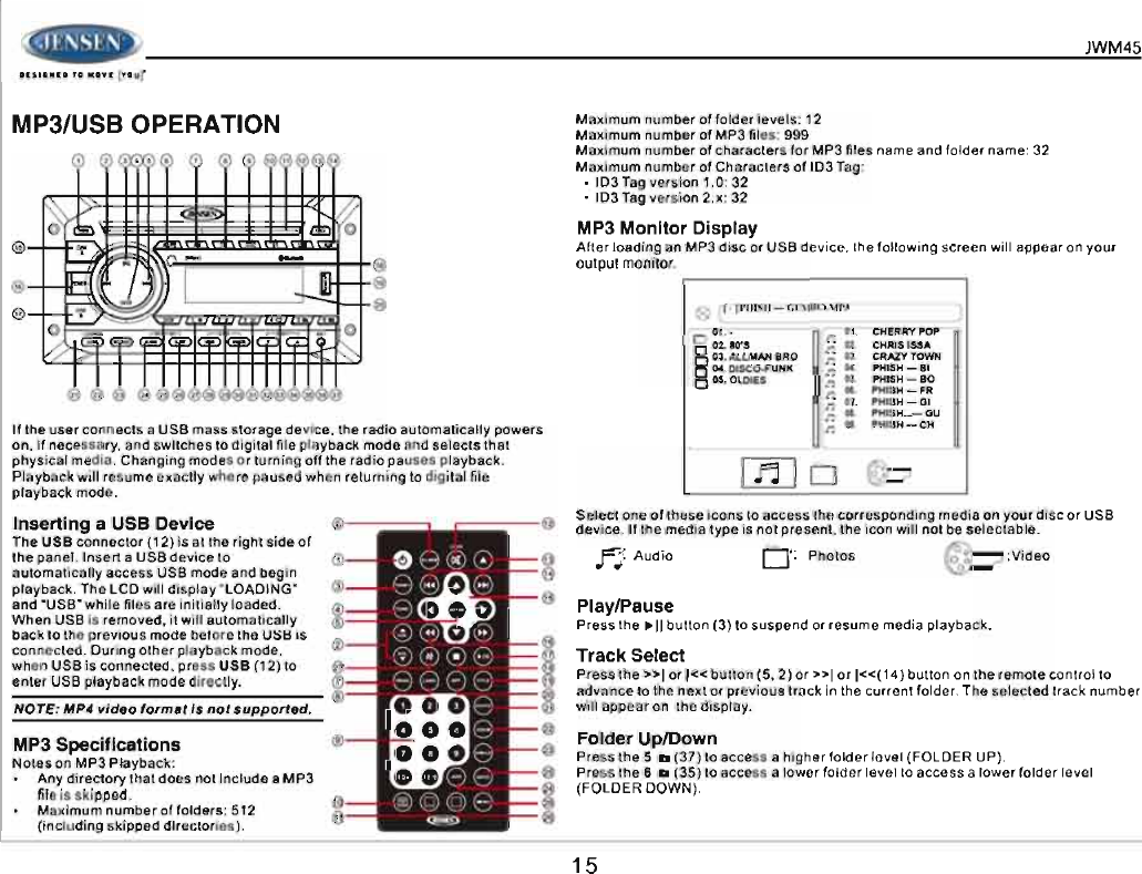 Page 15 of ASA Electronics JWM45 JENSEN 2-ZONE WALL STEREO User Manual 00