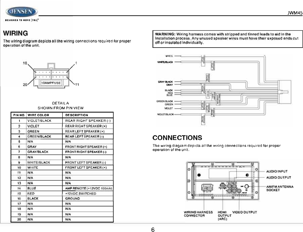 Page 6 of ASA Electronics JWM45 JENSEN 2-ZONE WALL STEREO User Manual 00