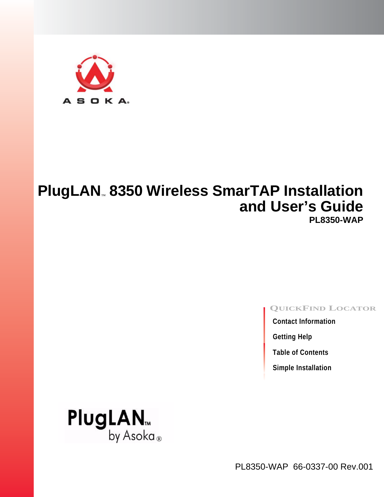 Page 1 of ASOKA USA PL8350-WAP PlugLAN Wireless User Manual 