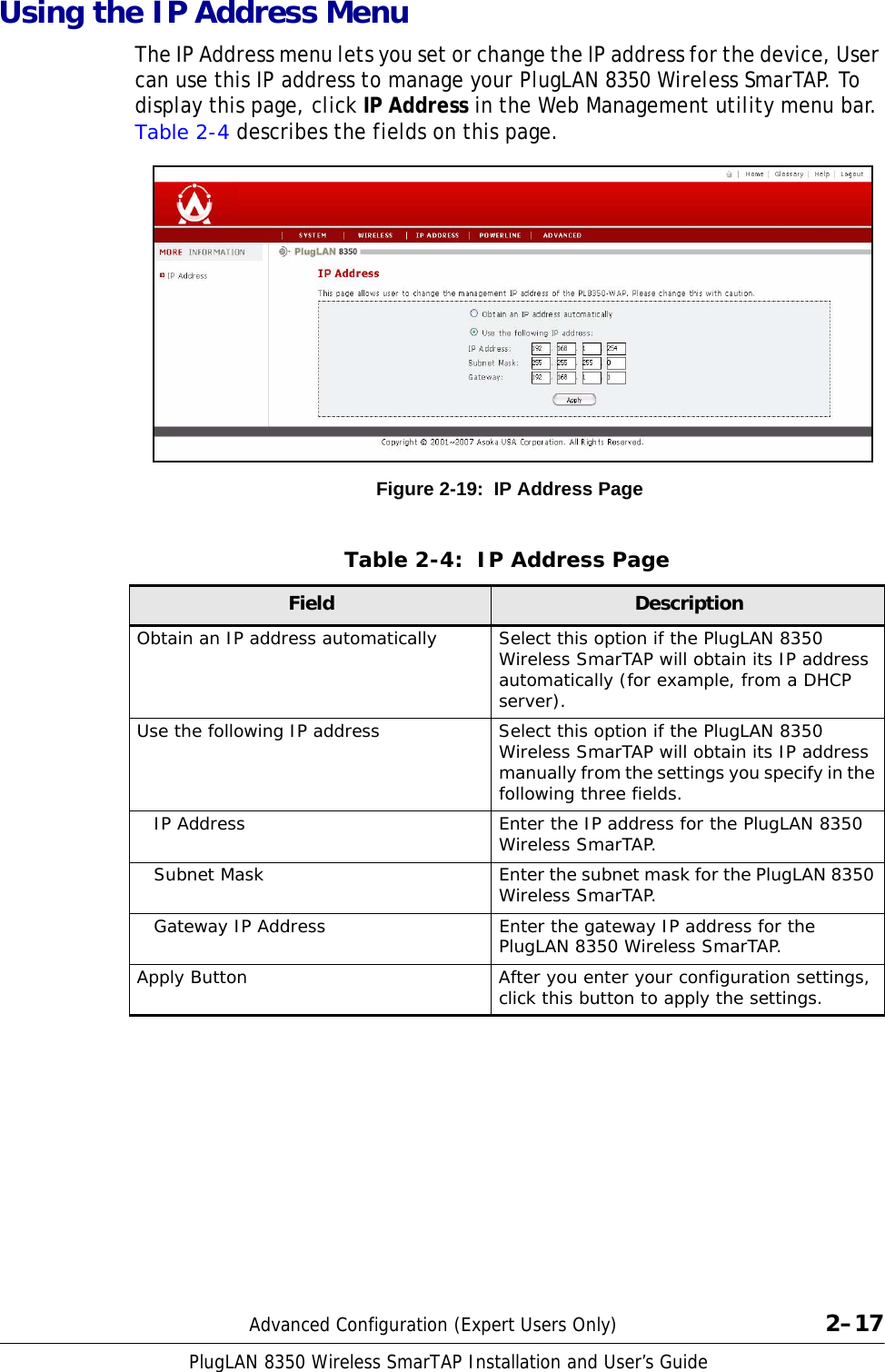 Page 29 of ASOKA USA PL8350-WAP PlugLAN Wireless User Manual 