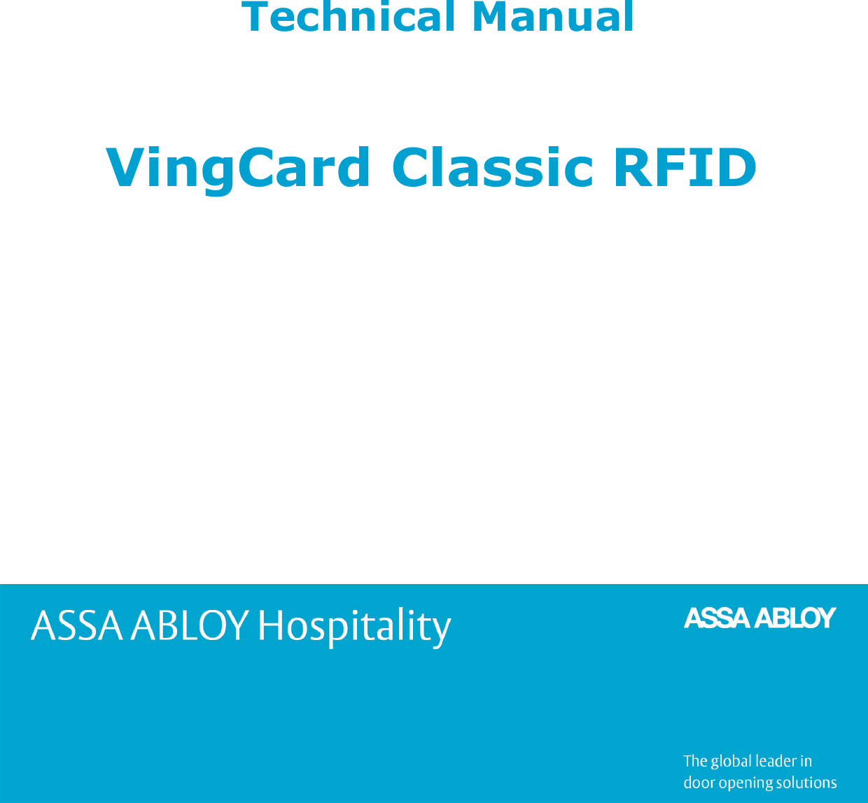 1ASSA ABLOY HospitalityTechnical ManualVingCard Classic RFID
