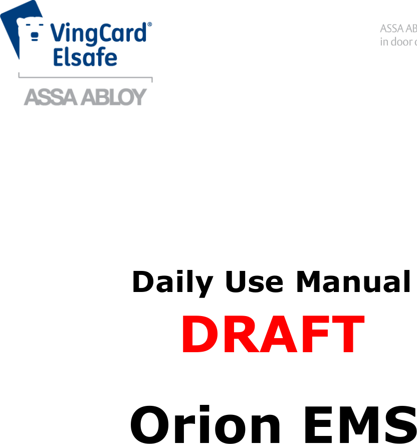 1Daily Use Manual      Orion EMS  DRAFT  