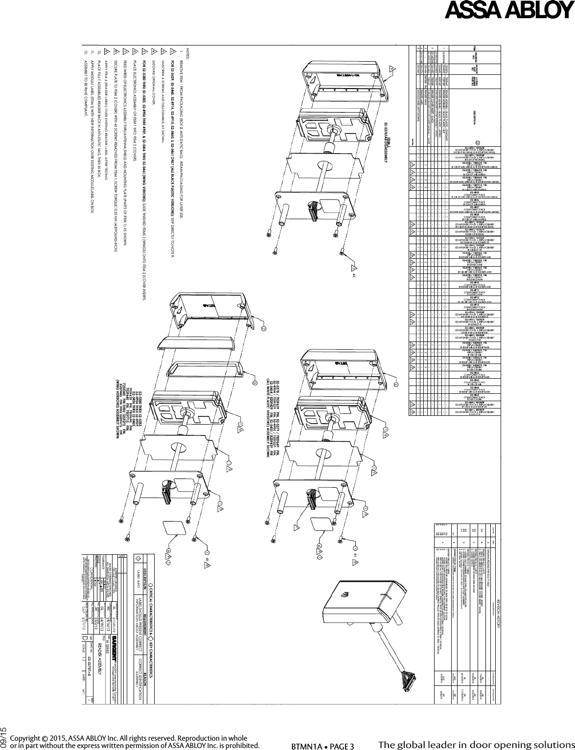 Copyright © 2015, ASSA ABLOY Inc. All rights reserved. Reproduction in wholeor in part without the express written permission of ASSA ABLOY Inc. is prohibited. BTMN1A • PAGE 309/15