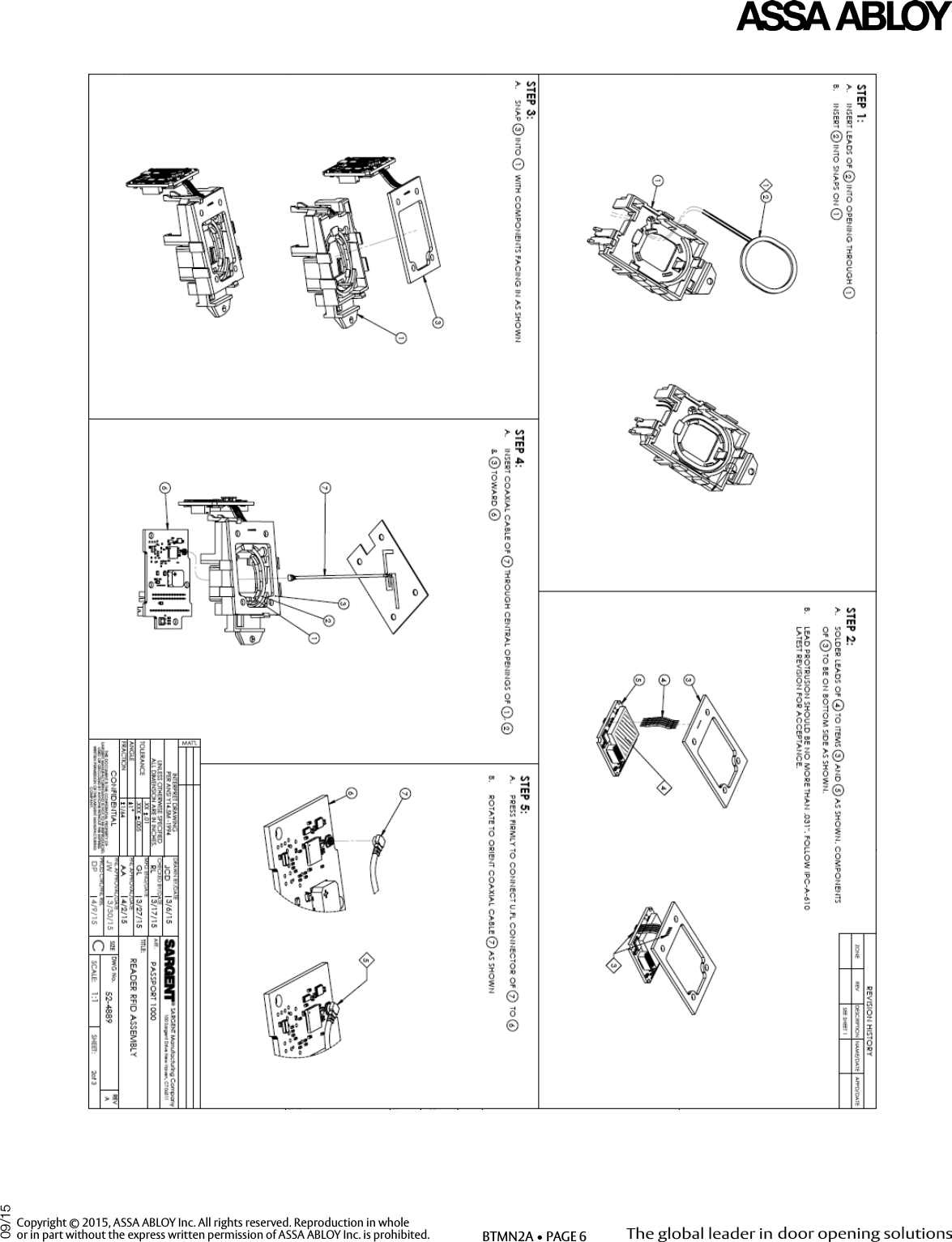 Copyright © 2015, ASSA ABLOY Inc. All rights reserved. Reproduction in wholeor in part without the express written permission of ASSA ABLOY Inc. is prohibited. BTMN2A • PAGE 609/15