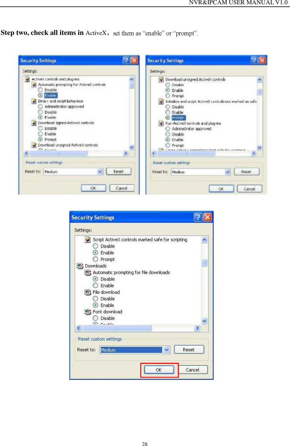                                                                  NVR&amp;IPCAM USER MANUAL V1.0 28 Step two, check all items in ActiveX     