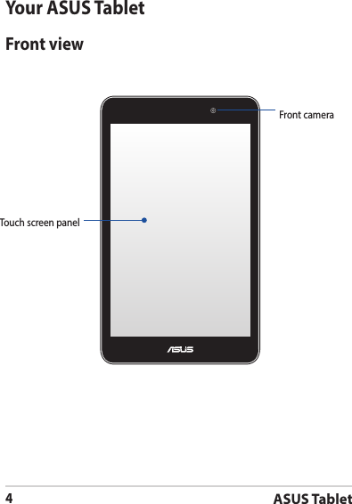 ASUS Tablet4Your ASUS TabletFront cameraTouch screen panelFront view