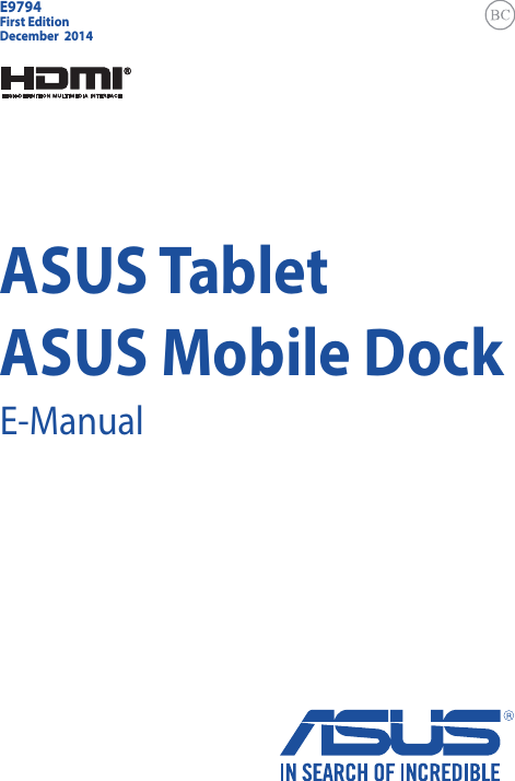 ASUS TabletASUS Mobile DockE-ManualFirst EditionDecember  2014E9794