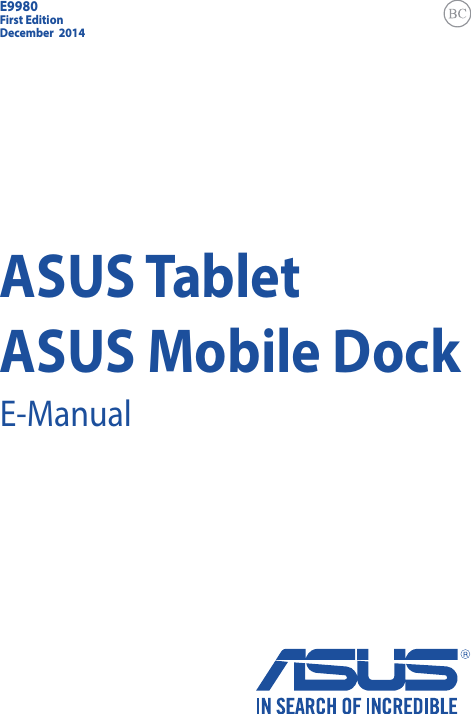 ASUS TabletASUS Mobile DockE-ManualFirst EditionDecember  2014E9980