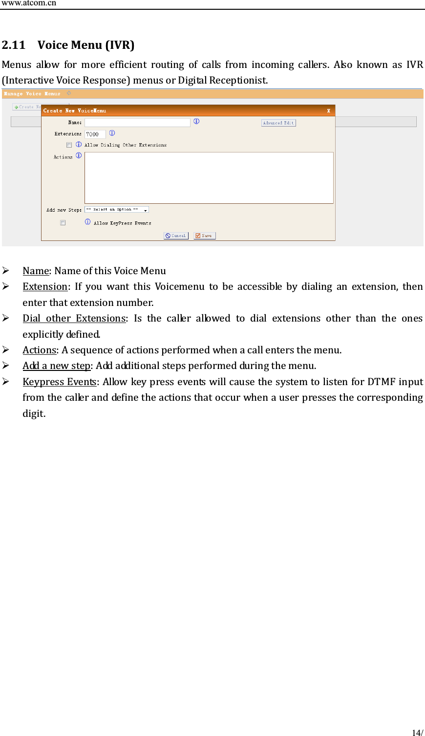 www.atcom.cn 2.11 VoiceMenu(IVR)          Ǥ    ȋȌǤ¾ǣ¾ǣǡ Ǥ¾  ǣ           Ǥ¾ǣ¾ǤǣǤ¾ǣǤ14/
