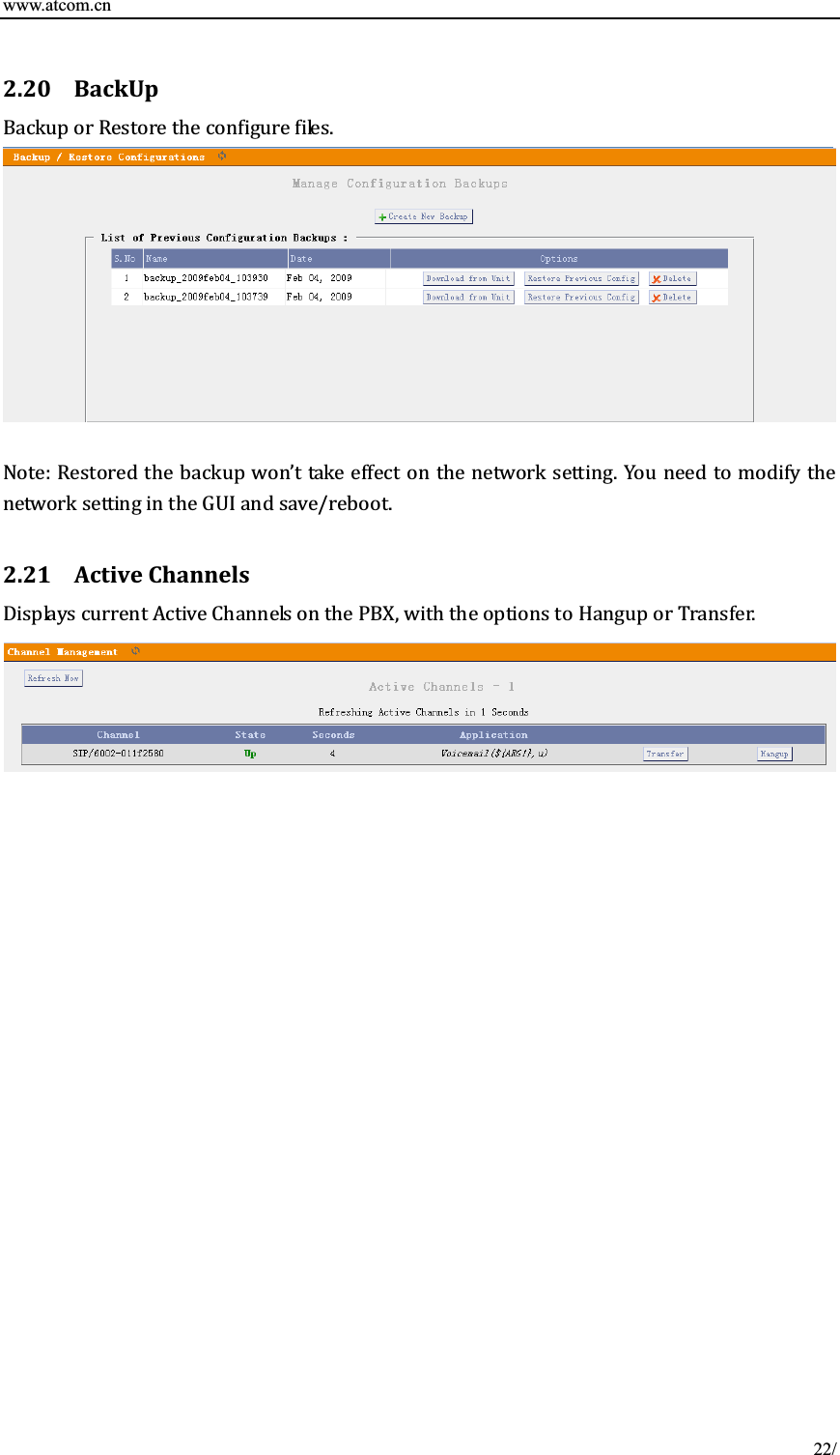 www.atcom.cn 2.20 BackUpǤ ǣǯǤȀǤ 2.21 ActiveChannelsǡǤ22/