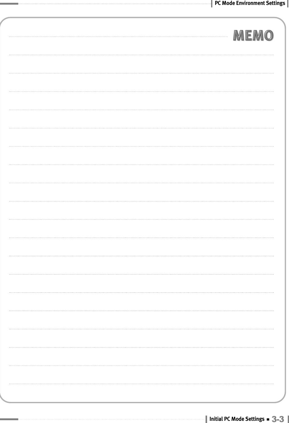 3-3Initial PC Mode SettingsPC Mode Environment Settings