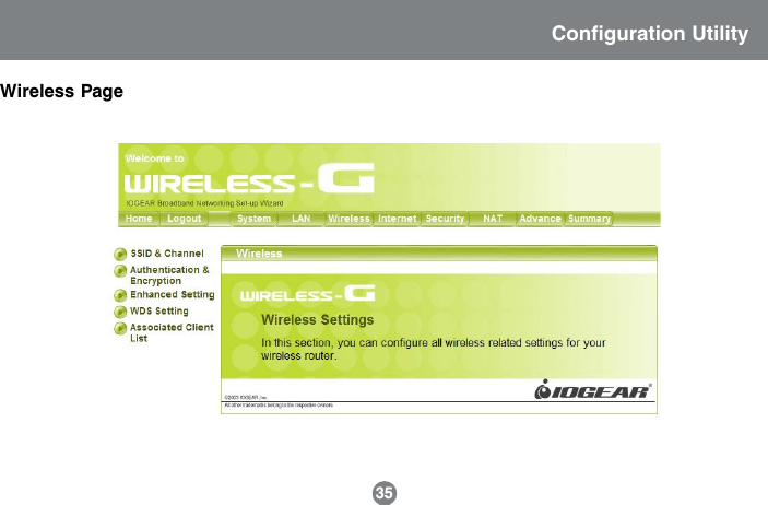 Wireless PageConfiguration Utility35