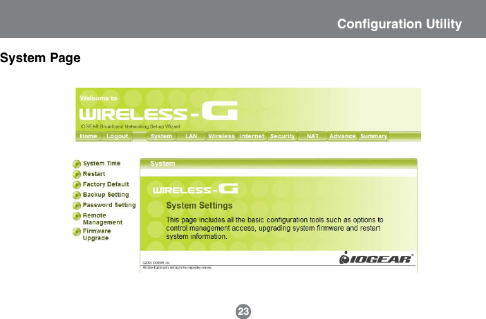 System Page23Configuration Utility