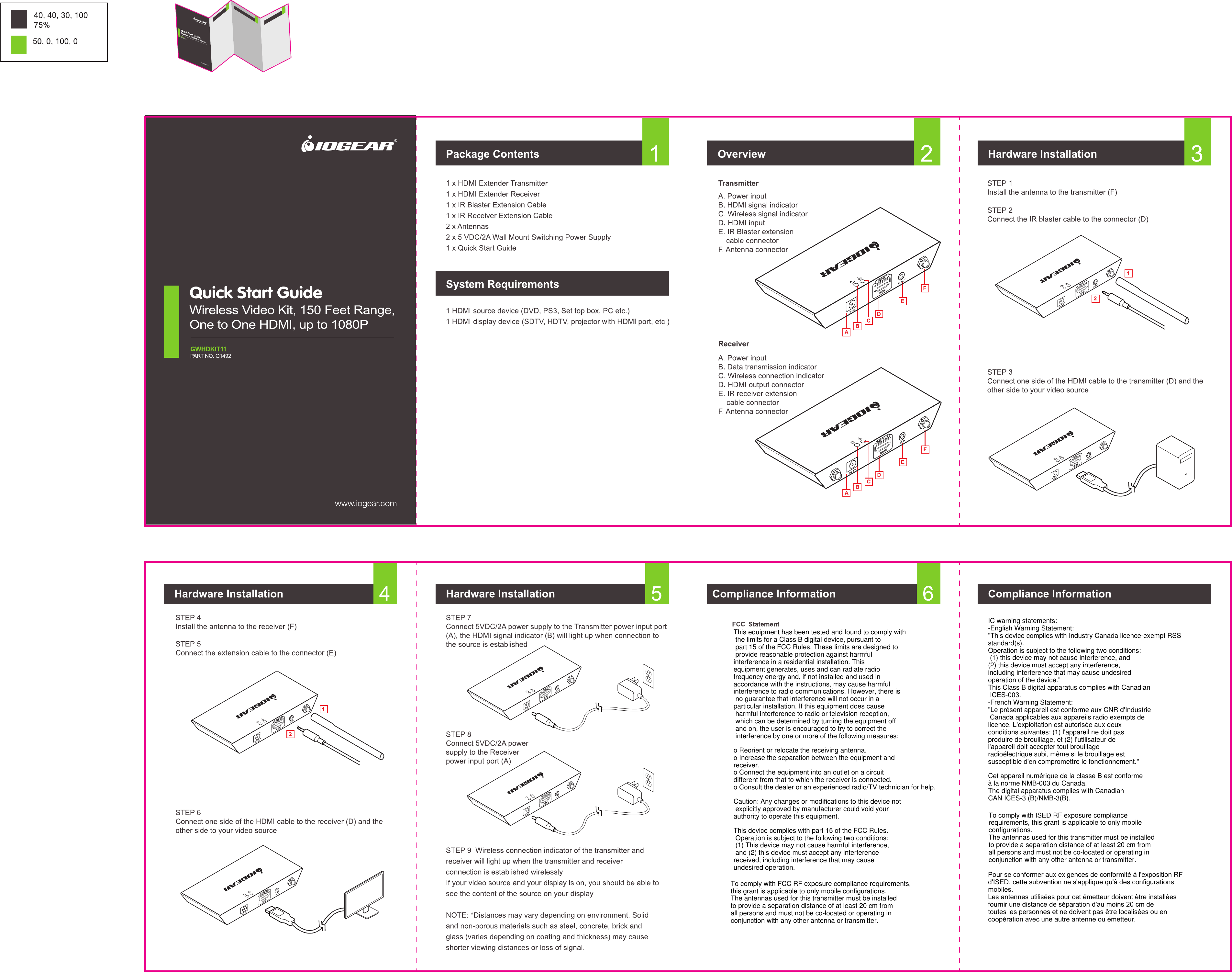 To comply with FCC RF exposure compliance requirements, this grant is applicable to only mobile configurations. The antennas used for this transmitter must be installed to provide a separation distance of at least 20 cm from all persons and must not be co-located or operating in conjunction with any other antenna or transmitter.This equipment has been tested and found to comply with the limits for a Class B digital device, pursuant to part 15 of the FCC Rules. These limits are designed to provide reasonable protection against harmful interference in a residential installation. This equipment generates, uses and can radiate radio frequency energy and, if not installed and used in accordance with the instructions, may cause harmful interference to radio communications. However, there is no guarantee that interference will not occur in a particular installation. If this equipment does cause harmful interference to radio or television reception, which can be determined by turning the equipment off and on, the user is encouraged to try to correct the interference by one or more of the following measures:oReorient or relocate the receiving antenna.o Increase the separation between the equipment andreceiver.o Connect the equipment into an outlet on a circuitdifferent from that to which the receiver is connected.o Consult the dealer or an experienced radio/TV technician for help.Caution: Any changes or modifications to this device not explicitly approved by manufacturer could void your authority to operate this equipment.This device complies with part 15 of the FCC Rules. Operation is subject to the following two conditions: (1) This device may not cause harmful interference, and (2) this device must accept any interference received, including interference that may cause undesired operation.IC warning statements: -English Warning Statement:"This device complies with Industry Canada licence-exempt RSS standard(s).Operation is subject to the following two conditions: (1) this device may not cause interference, and (2) this device must accept any interference, including interference that may cause undesired operation of the device."This Class B digital apparatus complies with Canadian ICES-003.-French Warning Statement:"Le pr&eacute;sent appareil est conforme aux CNR d'Industrie Canada applicables aux appareils radio exempts de licence. L'exploitation est autoris&eacute;e aux deux conditions suivantes: (1) l'appareil ne doit pas produire de brouillage, et (2) l'utilisateur de l'appareil doit accepter tout brouillage radio&eacute;lectrique subi, m&ecirc;me si le brouillage est susceptible d'en compromettre le fonctionnement."Cet appareil num&eacute;rique de la classe B est conforme &agrave; la norme NMB-003 du Canada.The digital apparatus complies with Canadian CAN ICES-3 (B)/NMB-3(B). To comply with ISED RF exposure compliance requirements, this grant is applicable to only mobile configurations. The antennas used for this transmitter must be installed to provide a separation distance of at least 20 cm from all persons and must not be co-located or operating in conjunction with any other antenna or transmitter.Pour se conformer aux exigences de conformit&eacute; &agrave; l'exposition RF d'ISED, cette subvention ne s'applique qu'&agrave; des configurations mobiles.Les antennes utilis&eacute;es pour cet &eacute;metteur doivent &ecirc;tre install&eacute;esfournir une distance de s&eacute;paration d'au moins 20 cm detoutes les personnes et ne doivent pas &ecirc;tre localis&eacute;es ou en coop&eacute;ration avec une autre antenne ou &eacute;metteur.