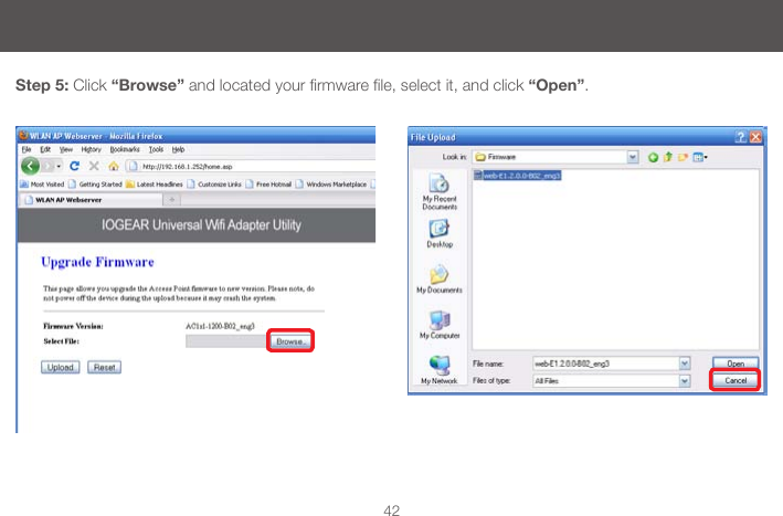 42Step 5: Click &ldquo;Browse&rdquo;andlocatedyourrmwarele,selectit,andclick&ldquo;Open&rdquo;.